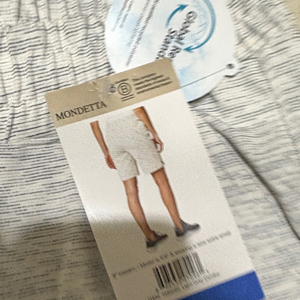 MODETTA Drawstring Pull-On Shorts - Blue and Light Gray - Picture 3 of 3